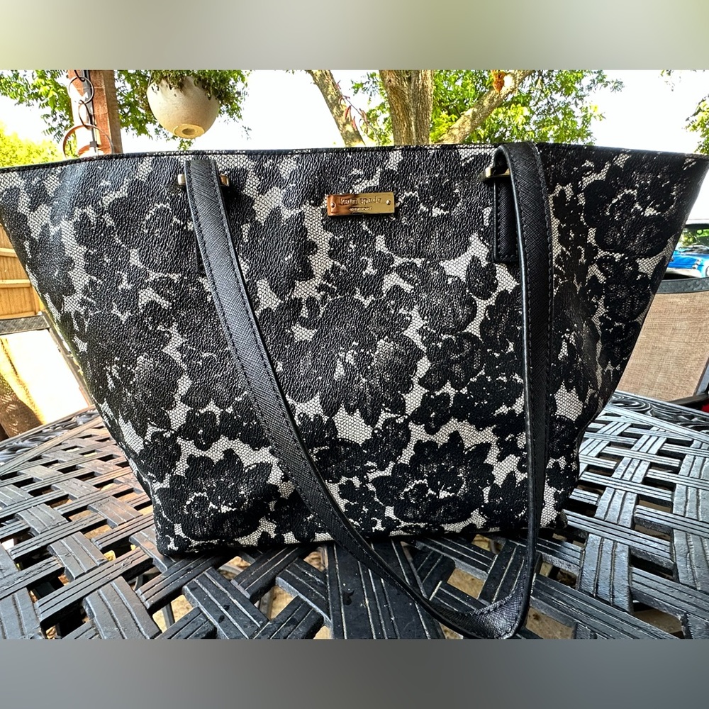 Kate Spade Black and White Lace over the shoulder bag